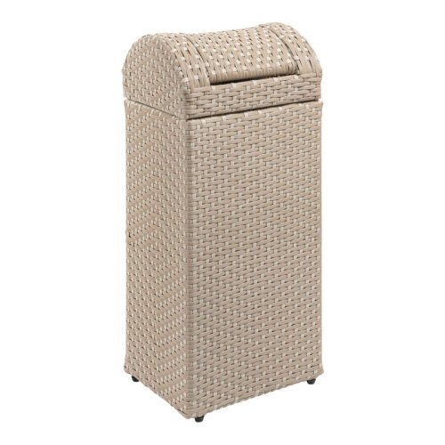 happimess Darla All-Weather Wicker/Metal Swing Top Hideaway Outdoor Trash Can | Wayfair