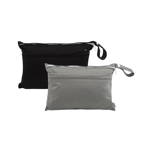 babygoal Wet Dry Bags for Baby Cloth Diapers, Washable Travel Bags, Beach, Pool, Gym Bag for Swimsuits & Wet Clothes with Two Zippered Pockets 2 Pack Small Size 2LNS01