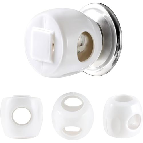 Inaya Door Knob Safety Cover for Kids (4 Pack) – Child Proof Door Knob Covers for Baby Proofing – Door Locks for Kids Safety, Fits Most Round Handles, Easy to Install, White