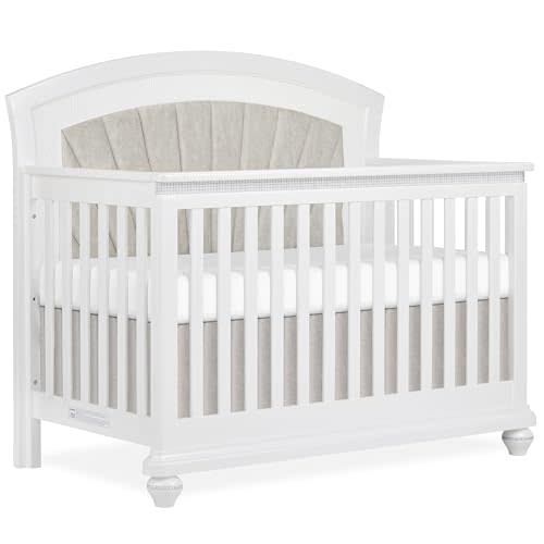 Evolur Nova 5-in-1 Convertible Full-Size Baby Crib in Shimmering Stardust Finish, GreenGuard Gold & JPMA, 3 Mattress Heights Sustainable Pinewood, Convert to Toddler, Day & Full-Size Bed