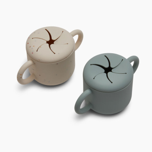 AEIOU Silicone Snack Cup (2 Pack) - Sage/Oat Speckle