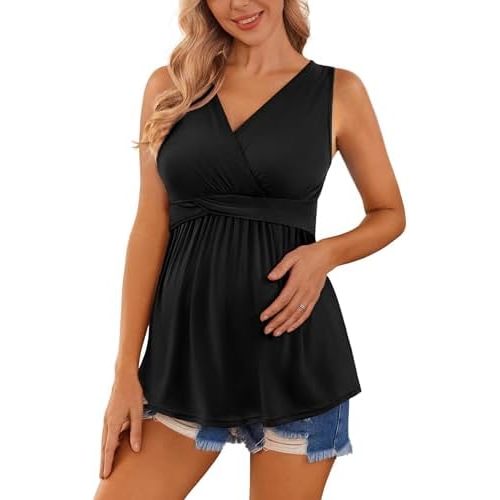 Ekouaer Women's Maternity Nursing Top for Pregnancy and Postpartum, Easy Breastfeeding Tank Tee Shirts