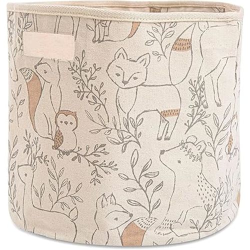 Crane Baby Fabric Round Nursery Storage Basket, Toy Storage, Woodland Nursery Decor, 13"x12", Toy Basket, Baby Storage Organizer, Toy Organizers and Storage Bins, Baby Organizers and Storage, Toy Bins