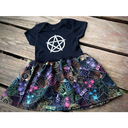 Pentagram Tarot cards Onsie baby dress or toddler tshirt dress coffin gothic wicca goth