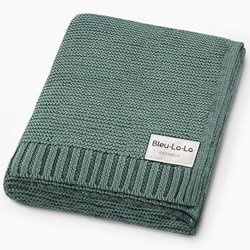 100% Organic Cotton Heritage Knit Textured Baby Blanket - Signature Heritage Knit, Soft Breathable Newborn Baby Blanket (Heritage - Hunter Green)