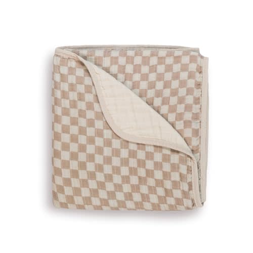 Itzy Ritzy Baby Blanket – Soft Cotton Muslin Multi-Use Blanket - Can Be Used as a Tummy Time Mat, Nursing Cover, Stroller Shade & More – Measures 30" x 40", Machine Washable (Checkerboard)