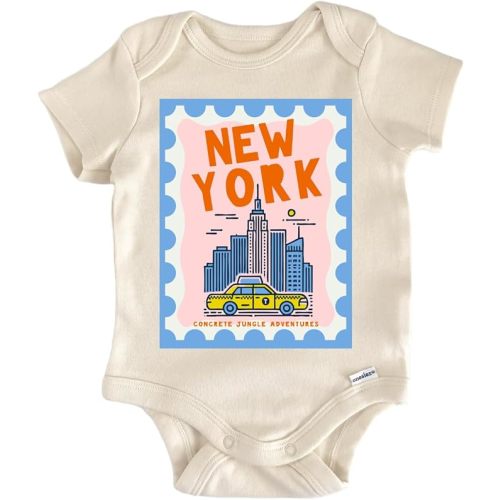 Travel Stamp New York Taxi - Baby Boy Girl Clothes Bodysuit Funny Cute