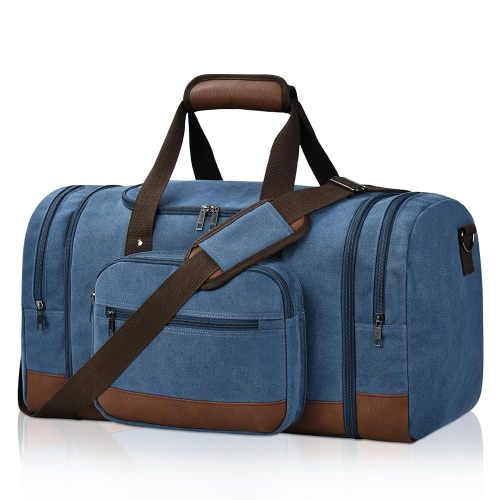 Litvyak Duffle Bag for Travel, 50L Canvas Travel Duffel Bags Overnight Weekend Gym Carry On Luggage Bag for Men & Women(Blue)