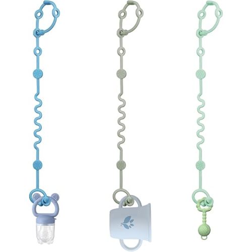 Toy Straps for Baby, boy-3pcs Adjustable Toy Holder for Stroller Accessories, Silicone Baby Tether Pacifier Clip, No Throw Baby Travel Essential Leash for High Chair, Car Seat (boy-3 Pack)
