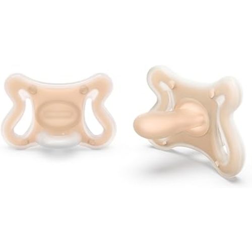 Suavinex Zero Zero Silicone Baby Pacifier w/SX Pro Physiological Pacifier Nipple, (0-6m), 2Pk Fair