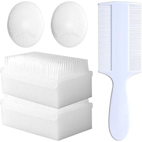 Cradle Cap Brush for Babies, 5Pcs Cradle Cap Treatment Set with Soft Bristle Brushes Silicone Scrubber Long Comb for Newborn Bathing Essentials Baby Brush and Comb Set (White)