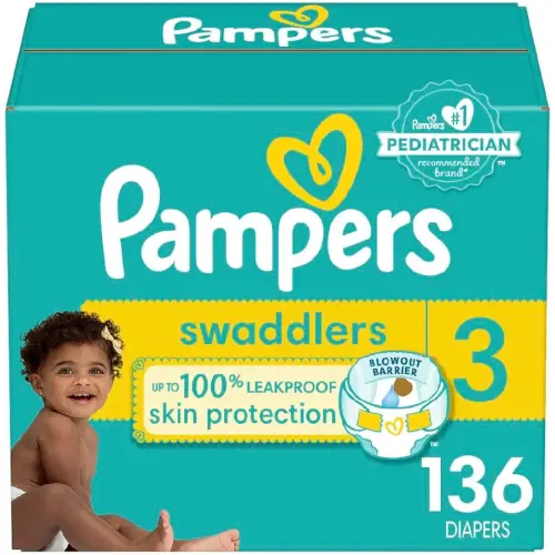 Pampers Swaddlers Diapers - Size 3, 136 Count, Ultra Soft Disposable Baby Diapers