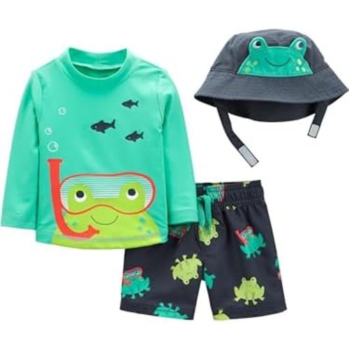 Simple Joys by Carter's Toddlers and Baby Boys' Swimsuit Trunk and Rashguard Set