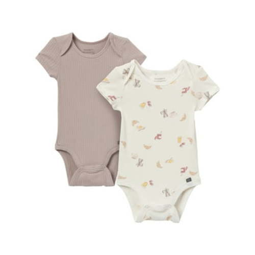 Modern Moments by Gerber Baby Neutral Super Soft 2-Pack Short Sleeve Bodysuits, Sizes Newborn - 12 Months