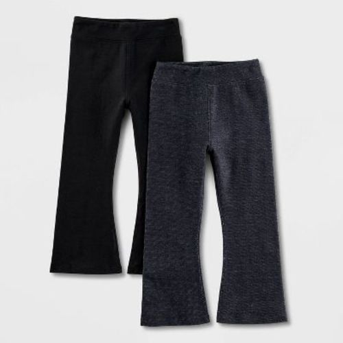 Toddler Girls' Adaptive 2pk Flare Leggings - Cat & Jack™ Black/Faux Denim 4T