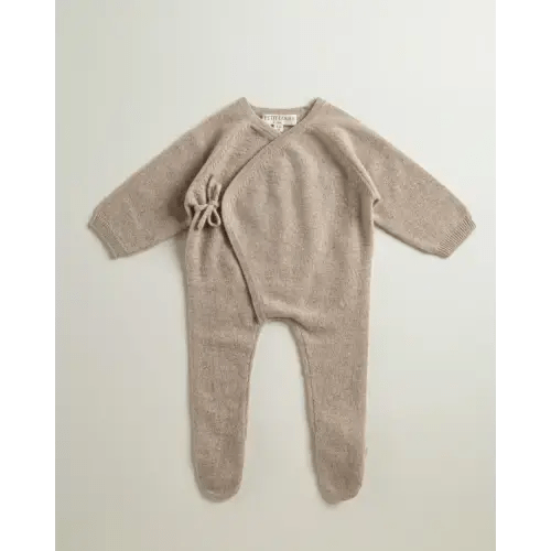 Cashmere Baby Romper - 0-3 Months in Biscuit