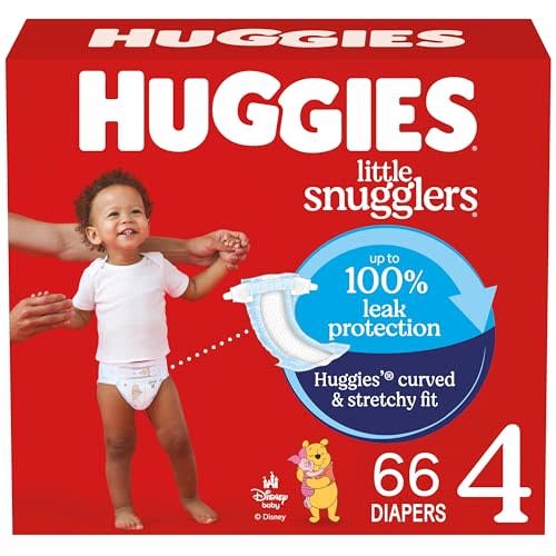 Huggies Size 4 Diapers, Little Snugglers Baby Diapers, Size 4 (22-37 lbs), 66 Count, Packaging May Vary