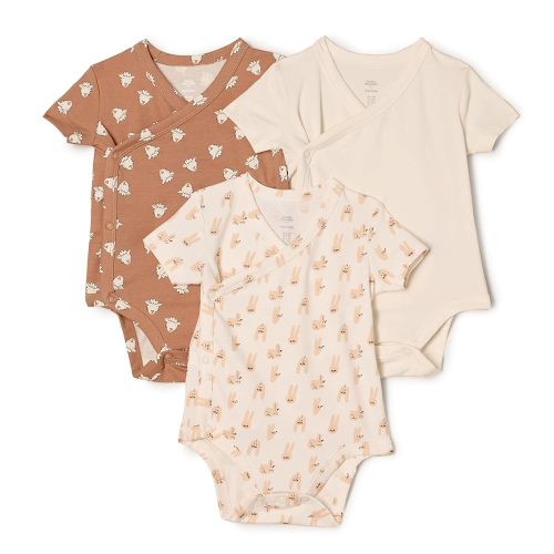 Amazon Essentials x Sofia Grainge Unisex Babies' Side Snap Short Sleeve Bodysuit, Pack of 3