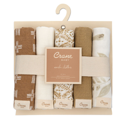 Kendi 5-pc. Cotton Baby Washcloth Set (Safari Animal)