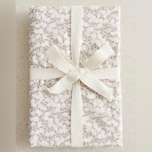 Beige Floral Fitted Crib Sheet