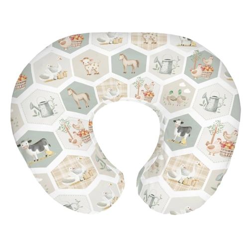 Farm Party Nursing Pillow Covers for Boy Girl Farm Cow Pig Horse Duck Chick Meadow Tractor Nursery Pillow Slipcover for Breastfeeding Pillows Farm Animals Life Soft Stretchy Cover for Newborn Infant