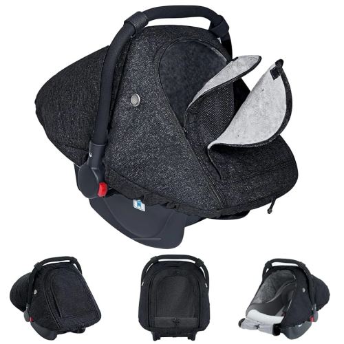 TSAYAWA Baby Car Seat Cover Winter, Warm Cozy Carseat Cover for Babies with Mesh Window Breathable, Full Protection Infant Car Seat Covers for Boys Girls, Windproof Newborn Car Seat Canopy, Black