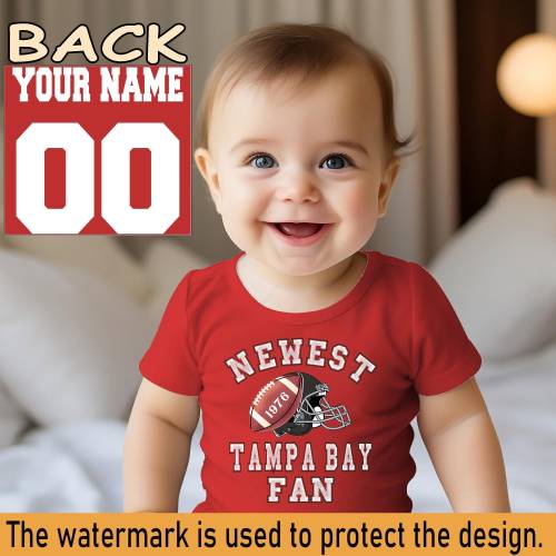 Newest fan Tampa Bay football bodysuit, Buccaneer baby, gift for baby shower party, one piece bodysuit, custom name and number