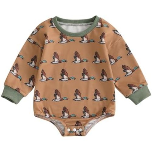 Hunting Baby Clothes Newborn Boy Girl Mallard Duck Sweatshirt Romper Long Sleeve Bubble Romper Bodysuit Fall Outfits