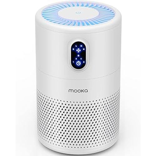 MOOKA Air Purifiers for Home Large Room up to 1076 ft², H13 True HEPA Air Filter Cleaner, Odor Eliminator, Remove Smoke Dust Pollen Pet Dander, Night Light(Available for California)