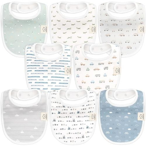 8-Pack Organic Baby Bibs for Girls & Boys - Teething Baby Bib, Baby Boy Bibs, Baby Girl Bibs, Newborn Bibs, Baby Drool Bibs for Infant, Toddler, Bibs for Baby Boy, Bibs for Baby Girl (Vessels)