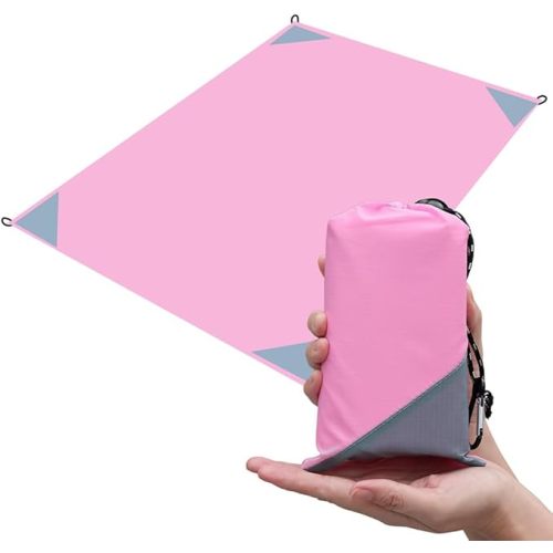 Orga'Neat Pocket Picnic Blanket, Sandproof Lightweight Pocket Camping Tarp, 55″x 79″ Foldable & Fits into Small Bag, Water Resistant Washable Quick Dry Compact Beach Mat for Outdoor Recreation