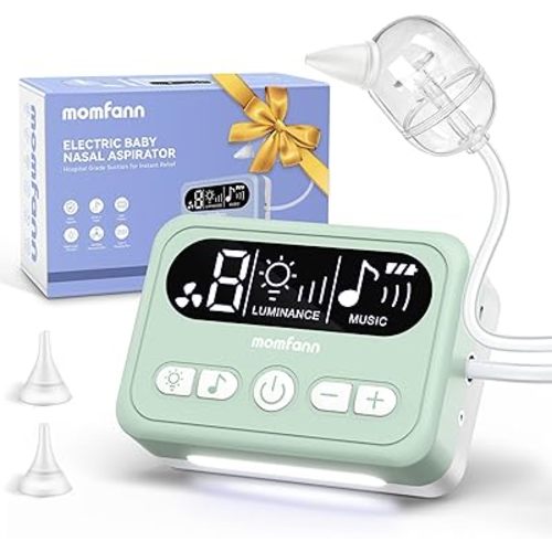 Nasal Aspirator for Baby, Electric Nasal Aspirator for Toddler, Premium 65 kPa Adjustable 9 Levels Suction Power Includes Night Light (Green, Standard)