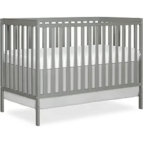 Dream On Me Synergy 5-In-1 Convertible Crib In Cool Grey, JPMA & Greenguard Gold Certified, Constructed out of solid reclaimed New Zealand Pine wood, Features 3 mattress height settings