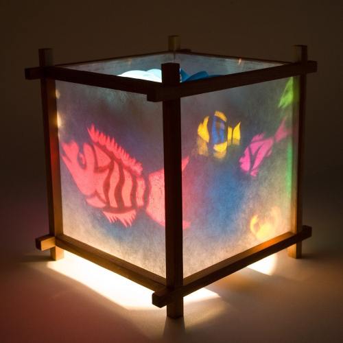 Red Fish Harmony Lantern, spinning table lamp, soothing nite light, Electric Lanterns