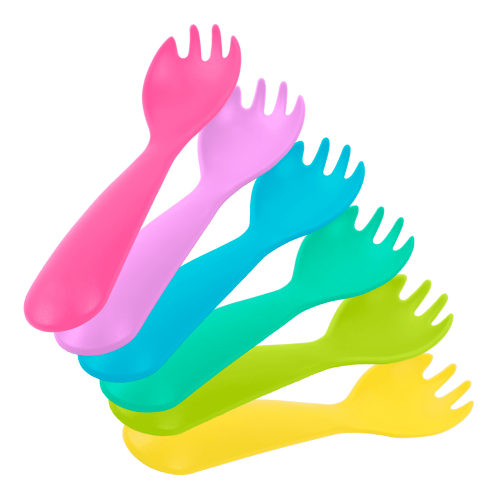 ReUSAbles by Re-Play Recycled Plastic, 6-Pack Sporks for Toddlers, Multicolor