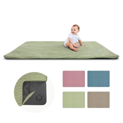 Ubbi Baby Tummy Time Floor Mat, Thick Padded Foam Playmat for Infants & Toddlers - Lily Pad/Green