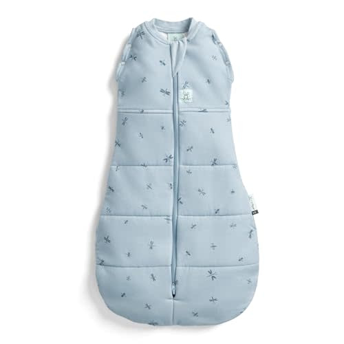 ergoPouch Cocoon Swaddle Sack 1.0 TOG - Baby Sleep Sack, Gentle Snug Fit Helps Calm Startle Reflex, Ideal for Arms In/Out Sleeping, Soft Breathable Fabric for Better Sleep (0-3 Months, Dragonflies)