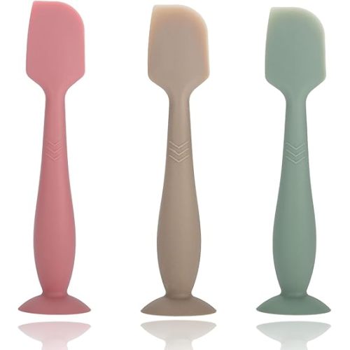 Baby Diaper Cream Spatula, Seeway 3 pack Baby Butt Paste Spatula, Diaper Cream Applicator, Silicone Butt Spatula for Newborn Babies (dark pink, green, brown)