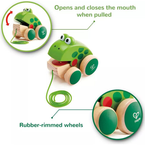 Hape: Pull Along Frog - Wooden Green Toy - Hape | Maisonette