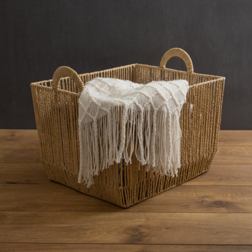 Bay Isle Home™ Vertical Weave Storage Basket with Round Handles | Wayfair