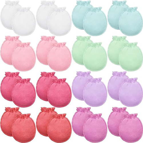 DEFNES 16 Pairs Newborn Baby Cotton Mittens No Scratch Gloves Unisex Newborn Mittens for baby Boys Girls 0-6 Months