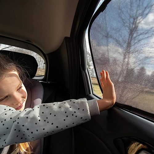 Enovoe Car Window Shades for Baby (2 Pack) - 21x14 Inches Sun Shade Blocker, Cling - Glare Shield and UV Rays Protection for Your Child - Side Windows Screens for SUV- Mesh Window Shades for car Baby