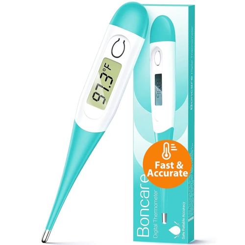 Boncare 10 Seconds Oral Thermometer for Adults and Kids - Accurate & Safe Rectal Thermometer for Baby with Fever Alarm, Digital Thermometer FSA HSA Eligible (Blue Green)