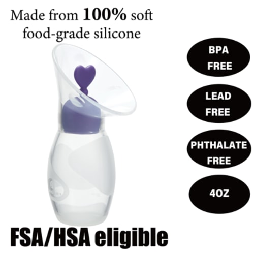 Amplim Manual Silicone Single Breast Pump, 4 oz, 3.3"