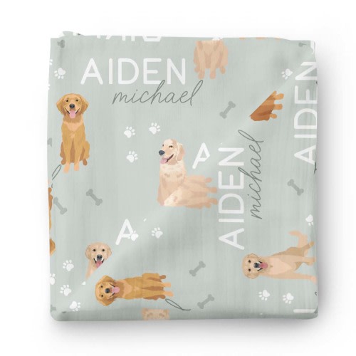 Personalized Baby Name Swaddle Blanket | Dog Breeds