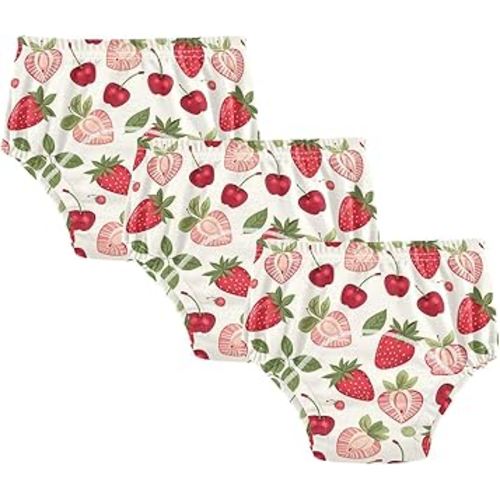 Strawberry Training Underwear Toddler Cotton Training Pants 2t-5t Reusable Potty Training Underwear for Boys Girls