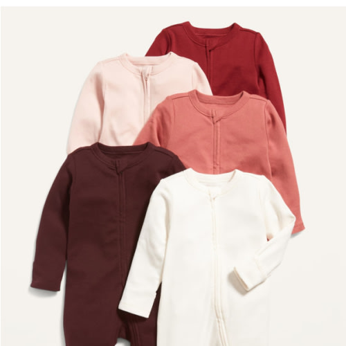 Unisex 2-Way-Zip Sleep & Play Footed One-Piece 5-Pack for Baby | Old Navy
