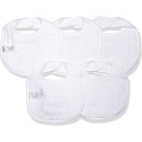 green sprouts Muslin Bibs Made from Organic Cotton| 4 Absorbent Layers Protect from sniffles, Drips, & drools | 100% Organic Cotton Muslin, Adjustable snap Closure, Machine Washable,5 Count