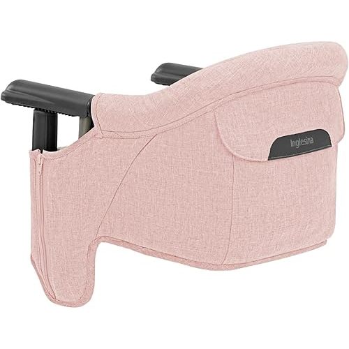 Inglesina Fast Table Chair, Powder Pink - Portable Baby High Chair - for Babies & Toddlers up to 37 lbs - Collapsible - Fits Tables 0.8'' to 3.5'' Thick - Compact & Easy to Use - Travel Bag Included