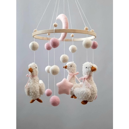 Baby mobile, goose-mobile, mobile in the crib, gift for a newborn, toy in the crib, goose-girl, three geese